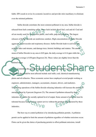 Micro-economic Applications of Pollution Control