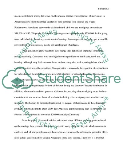 U.S. Earning and Spending Differences