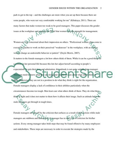 Gender Issues within the Organization