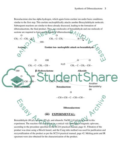 Synthesis of Dibenzalacetone by Aldol Condensation of Benzaldehyde and Acetone
