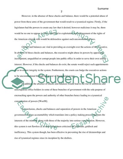 A System of Checks and Balances Ensure