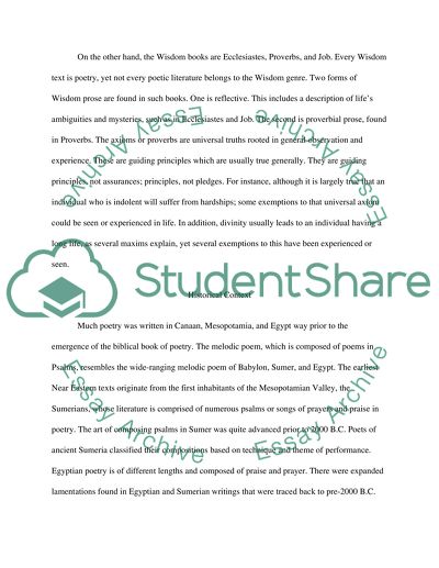 Two Different Genres from the Old Testament