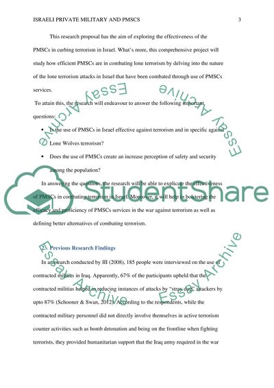 Israeli Private Military and Security Companies in Defence against Terrorism