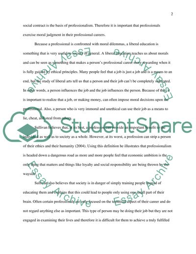 The Professional and Liberal Arts