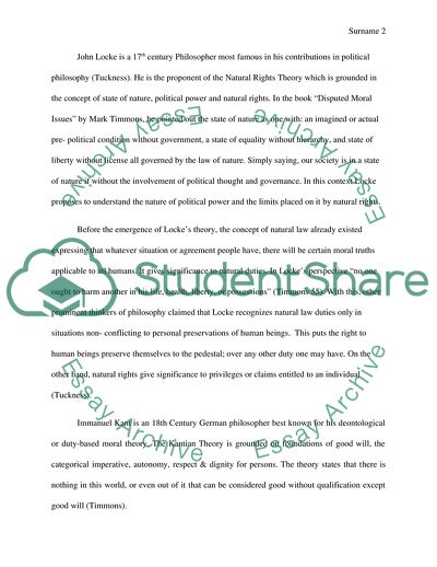 Lockes and Kants Moral Theories in the Modern Society