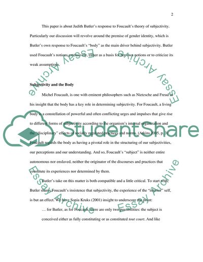 Theories of Subjectivity: Butler vs Foucault