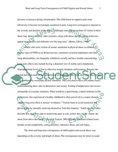 The Short and Long Term Consequences of Child Neglect and Sexual Abuse