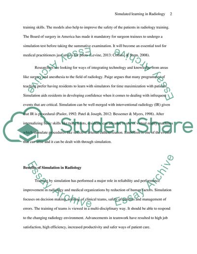 Use of Simulated Learning in Radiology