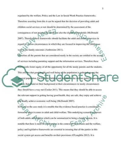 Welfare, Policy and Legislative Frameworks for Both Adults and Children