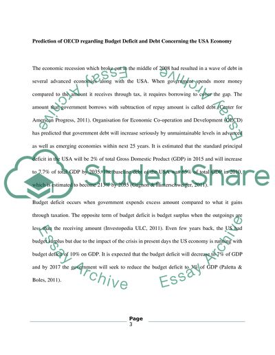 Prediction of OECD Regarding Budget Deficit in the USA Economy