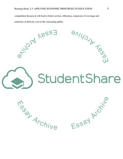 APPLYING ECONOMIC PRINCIPLES TO EDUCATION