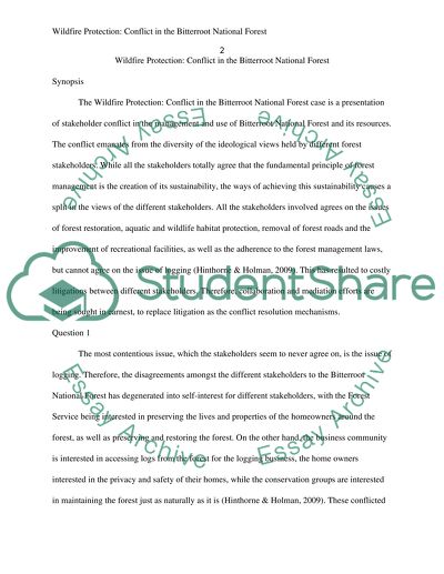 Wildfire Protection: Conflict in the Bitterroot National Forest