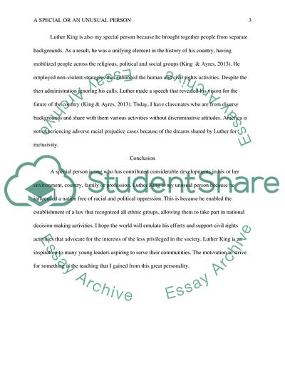 A Special or Unusual Person: Martin Luther King Junior