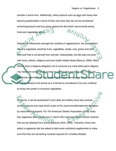 Vegans versus Vegetarians