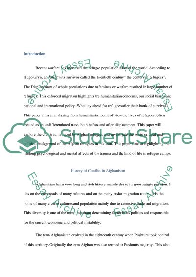 Civil Trauma Faced by Afghan Refugees