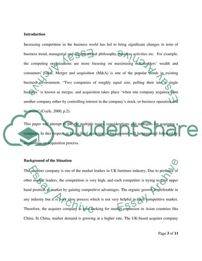 Assignment 2: My Firms Acquisition