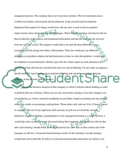 The Use of Critical Thinking