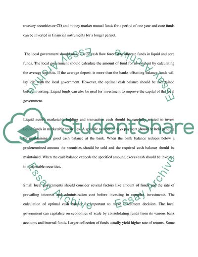 Cash and investment management