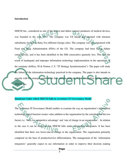 Quadrant under Which MDCM Falls in Accenture IT Governance Model
