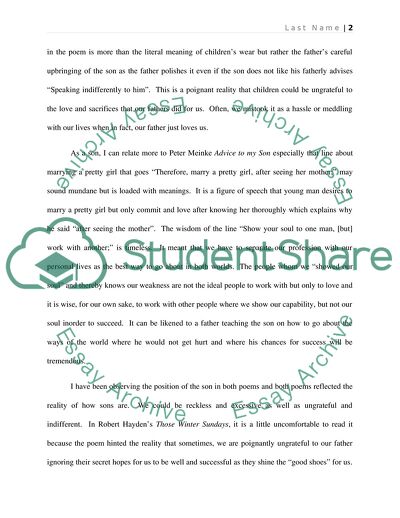 Advice to my Son and Those Winter Sundays