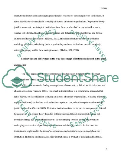 Way the Concept of Institutions Is Used