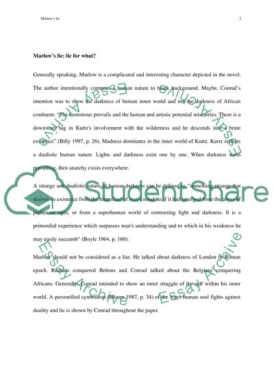 Heart of Darkness by Joseph Conrad. Marlows lie