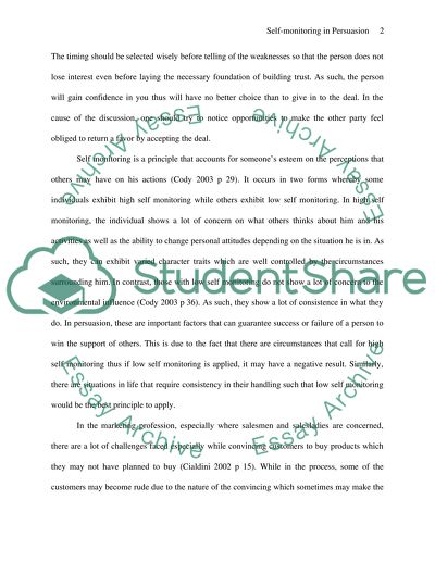 Self-monitoring in persuation