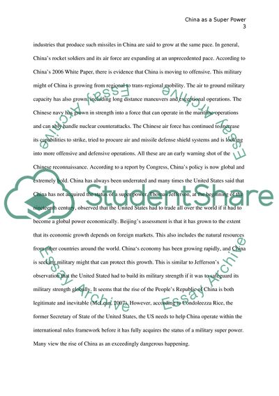 China is emerging as a superpower likely to challenge American global hegemony