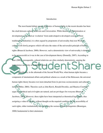 The Debate between Universalism and Cultural Relativists in the Context of Asian Values