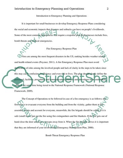 Introduction to Emergency Planning and Operations