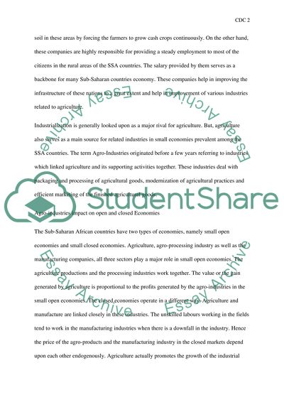 Performance Assessment of Agro-Industries in SSA