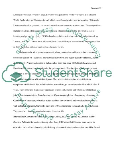 education in lebanon essay