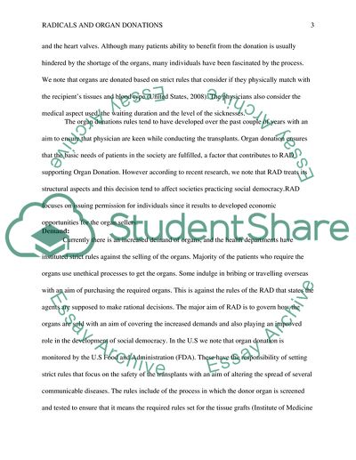 Radicals and organ donations