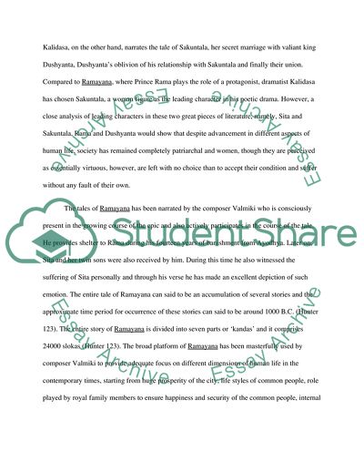 Comparing Sakuntala and the Ring of Recollection and Ramayana