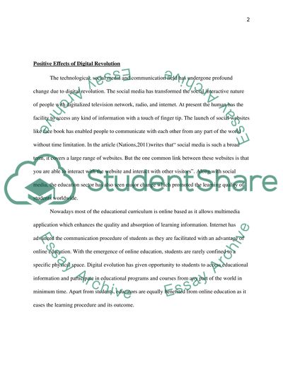 Has the Digital Revolution Had a Positive or Negative Effect on Communication in Todays Society