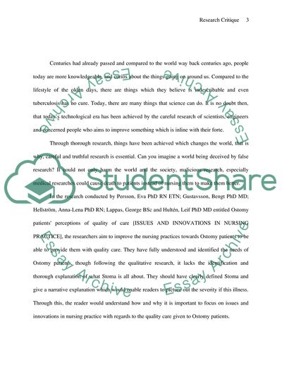 Ostomy Patients Perceptions of Quality of Care