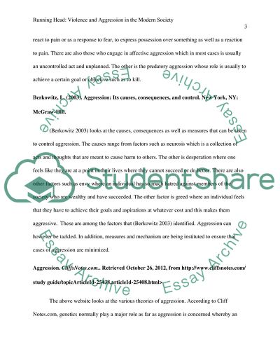 Violence and Aggression in the Modern Society