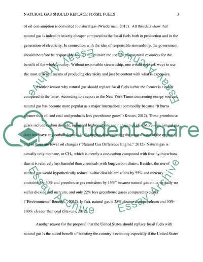 An arguement for the use of Natural Gas as a replacement for Fossil Fuels
