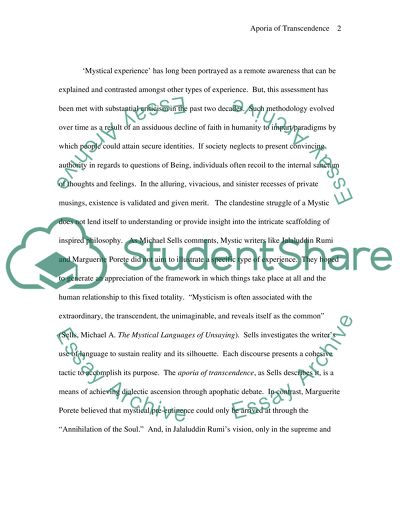 The Aporia of Transcendence: a Critical Discussion of Michael Sells Analysis