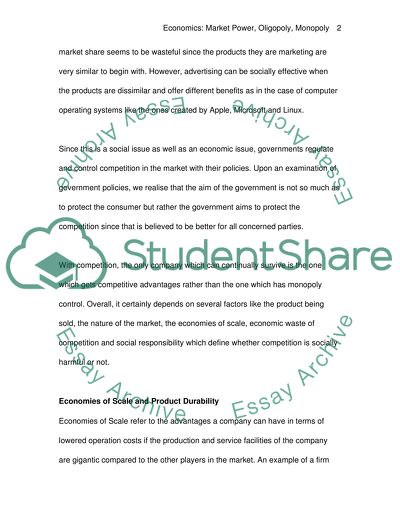 Economics-Market Power, Oligopoly, Monopoly