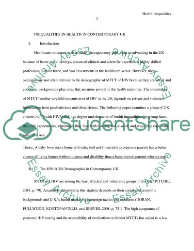 Inequalities in Health in Contemporary UK