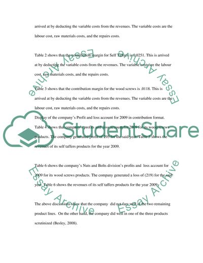 Variable Cost Assignment of Bilston