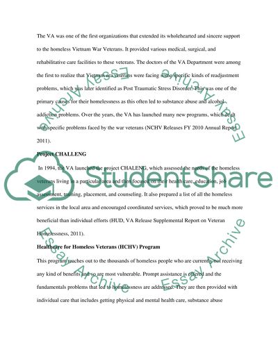 Homeless vietnam veterans and what is being done to help them