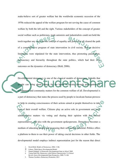 Discussion on developmental Democracy