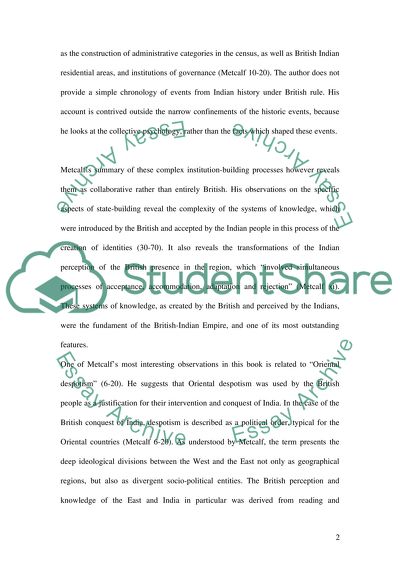 The Construction of Indian identity in Tomas Metcalfs Ideology of the Raj