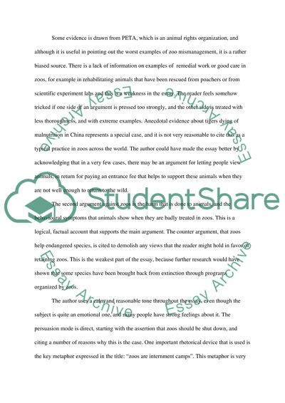 Discourse Analysis on Zoos are internment camps for animals and should be shut down