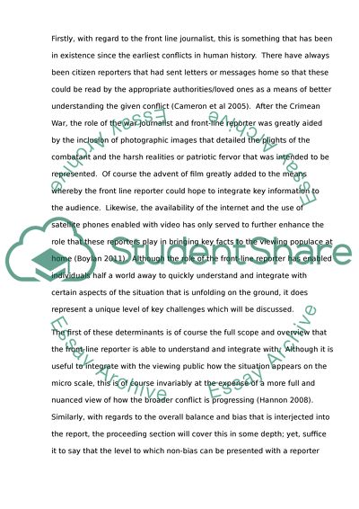Key Challenges in Journalistic Professionalism of Front-Line Reporting