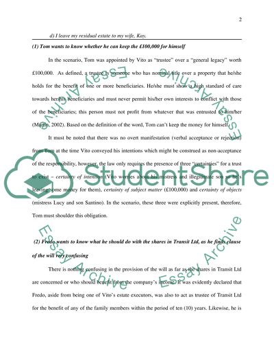 Equity and trusts Case Study