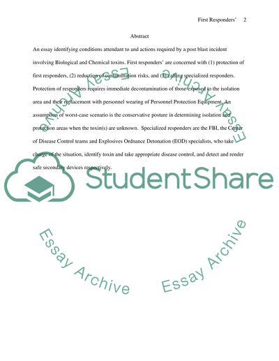 First Responders Response to a Potential NBC Post Blast Incident Author