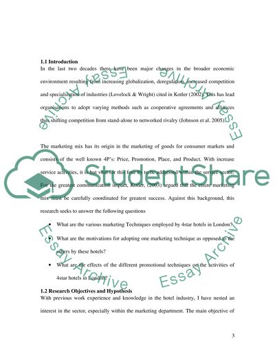 Marketing and Promotional Techniques Used by 4* International Central London Hotels
